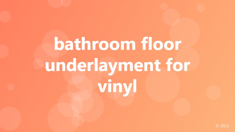 bathroom floor underlayment for vinyl